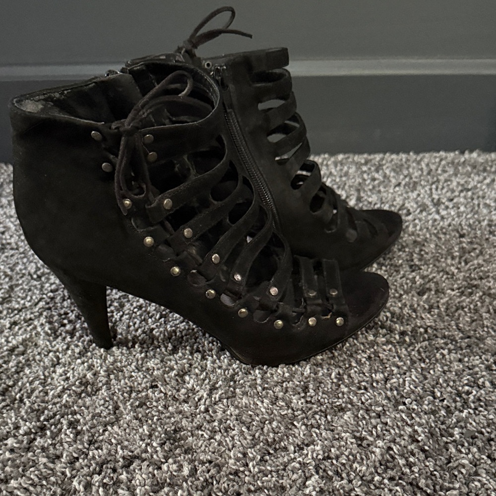 Nine West Black Strappy Heeled Boots